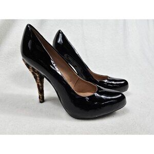 Miucha Size 8 Black Patent Leather High Heel Pumps Calf Hair Heel Women